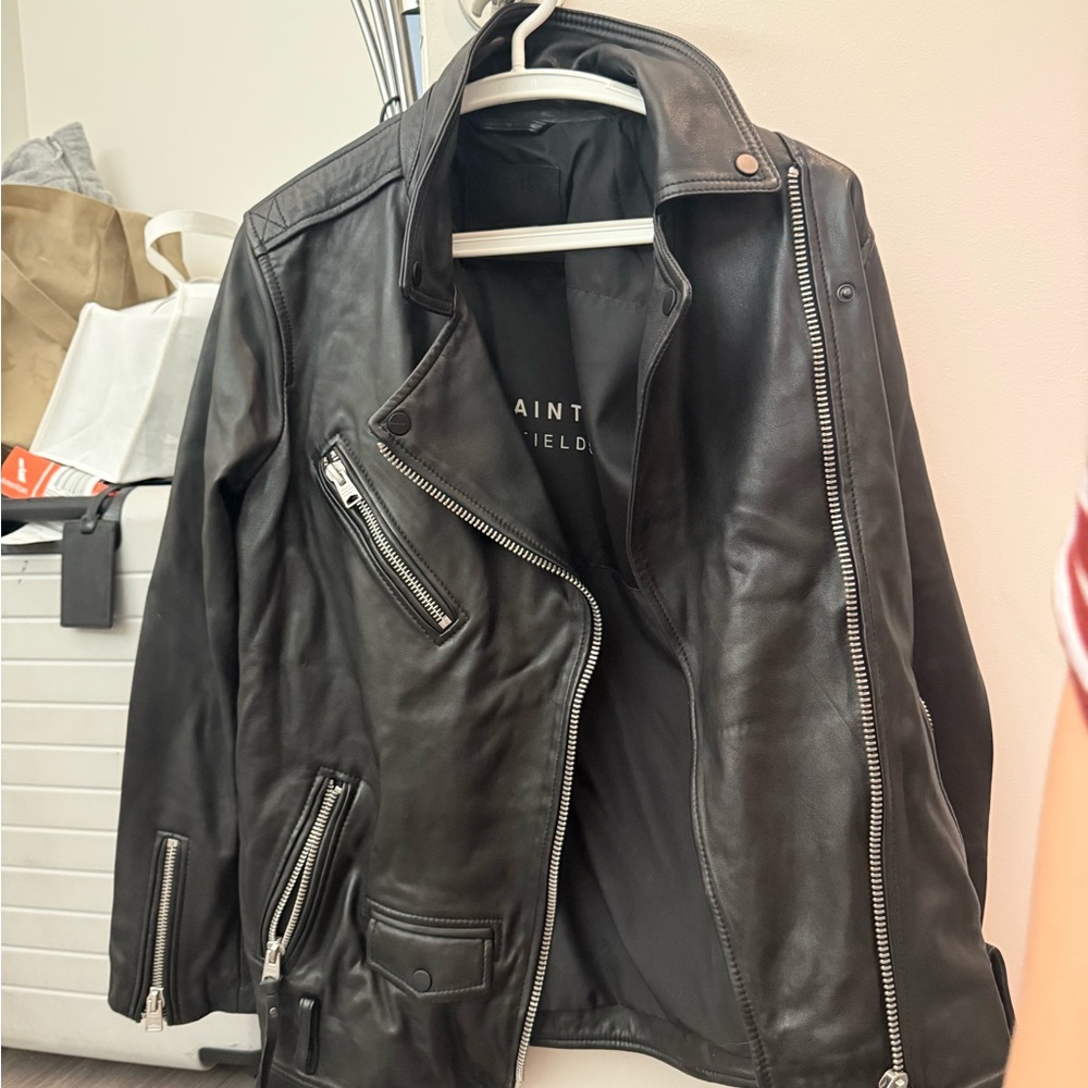 All Saints Black Leather Biker Jacket